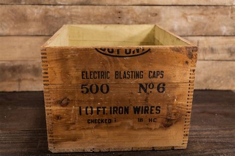 electric blasting caps wooden box|vintage blasting cap boxes.